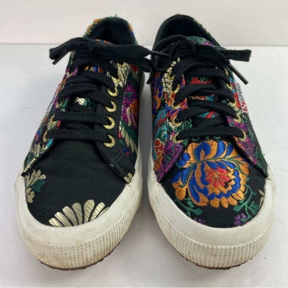 Superga 2750 Black Satin Mandarin Embroidery Sneakers‎ - Picture 6 of 16